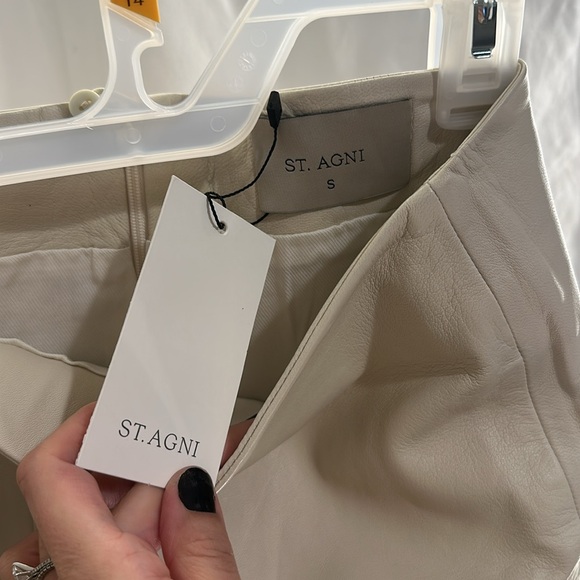 New NWT St. Agni real genuine Leather Mini Skirt in Tofu cream revolve - Picture 8 of 8